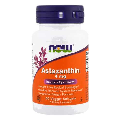 Для зрения NOW Astaxanthin 4 мг 60 капсул в Аптека Невис