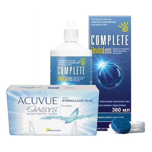 Контактные линзы Acuvue Oasys 12 линз R 8.8 -5.00 + Раствор Complete RevitaLens 360 мл в Аптека Невис