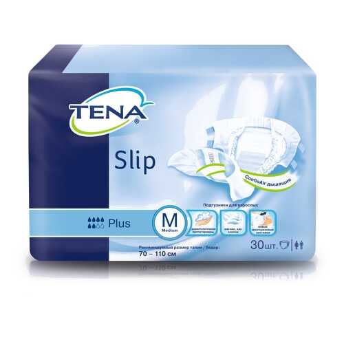 Подгузники для взрослых TENA Slip Plus М дыщащие 30 шт. в Аптека Невис