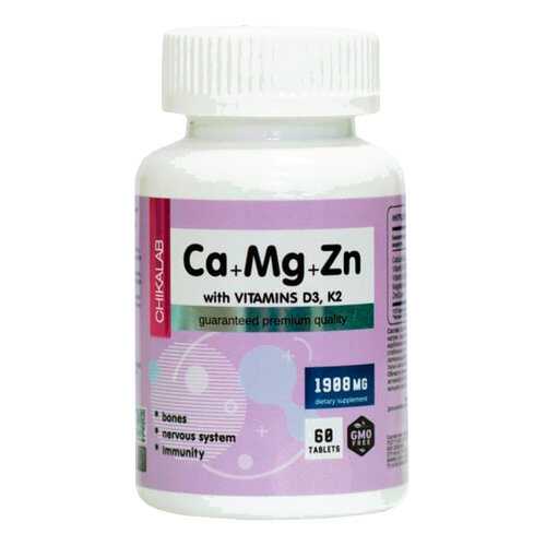 Кальций-магний-цинк Chikalab BOMBBAR Calcium Zinc Magnesium + D3 K2 таблетки 60 шт. в Аптека Невис